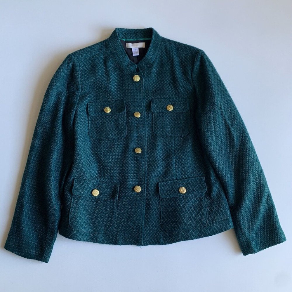 Chicos Mandarin Collar Jacket Button Front Teal G… - image 1